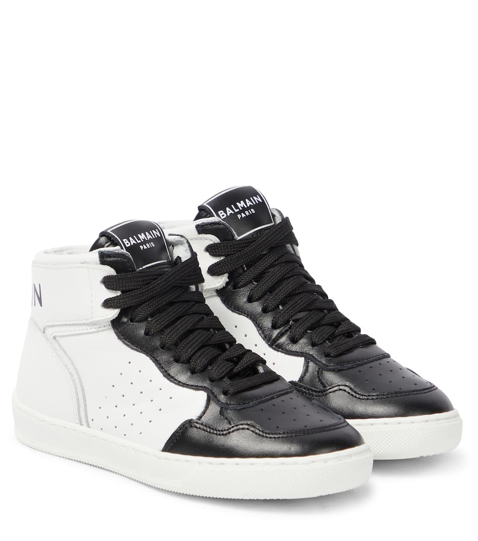 GIÀY BALMAIN KIDS Leather high-top sneakers