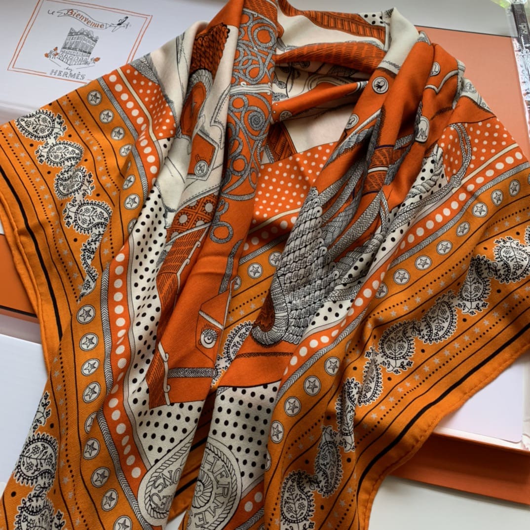 KHĂN HERMES H Family cashmere scarf