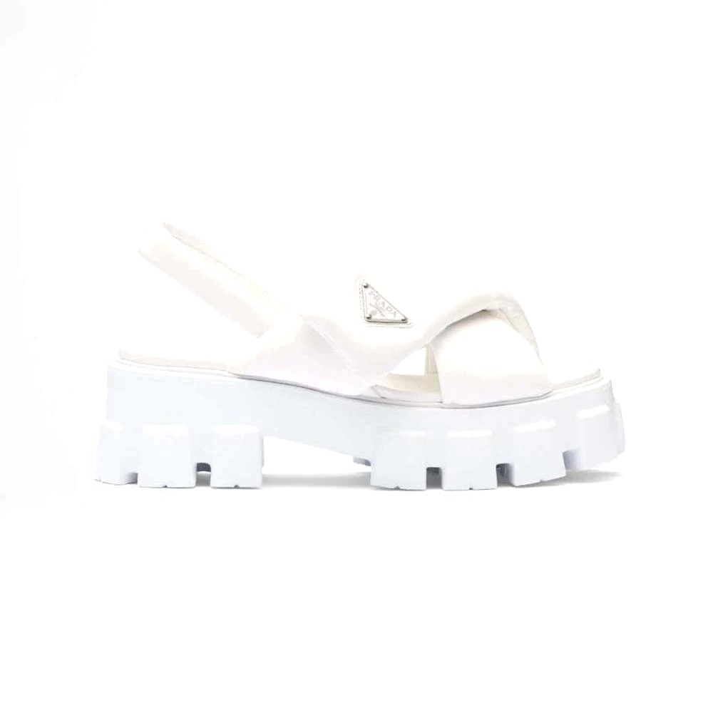DÉP SANDAL Prada Women Monolith Padded Nappa Leather Sandals-White