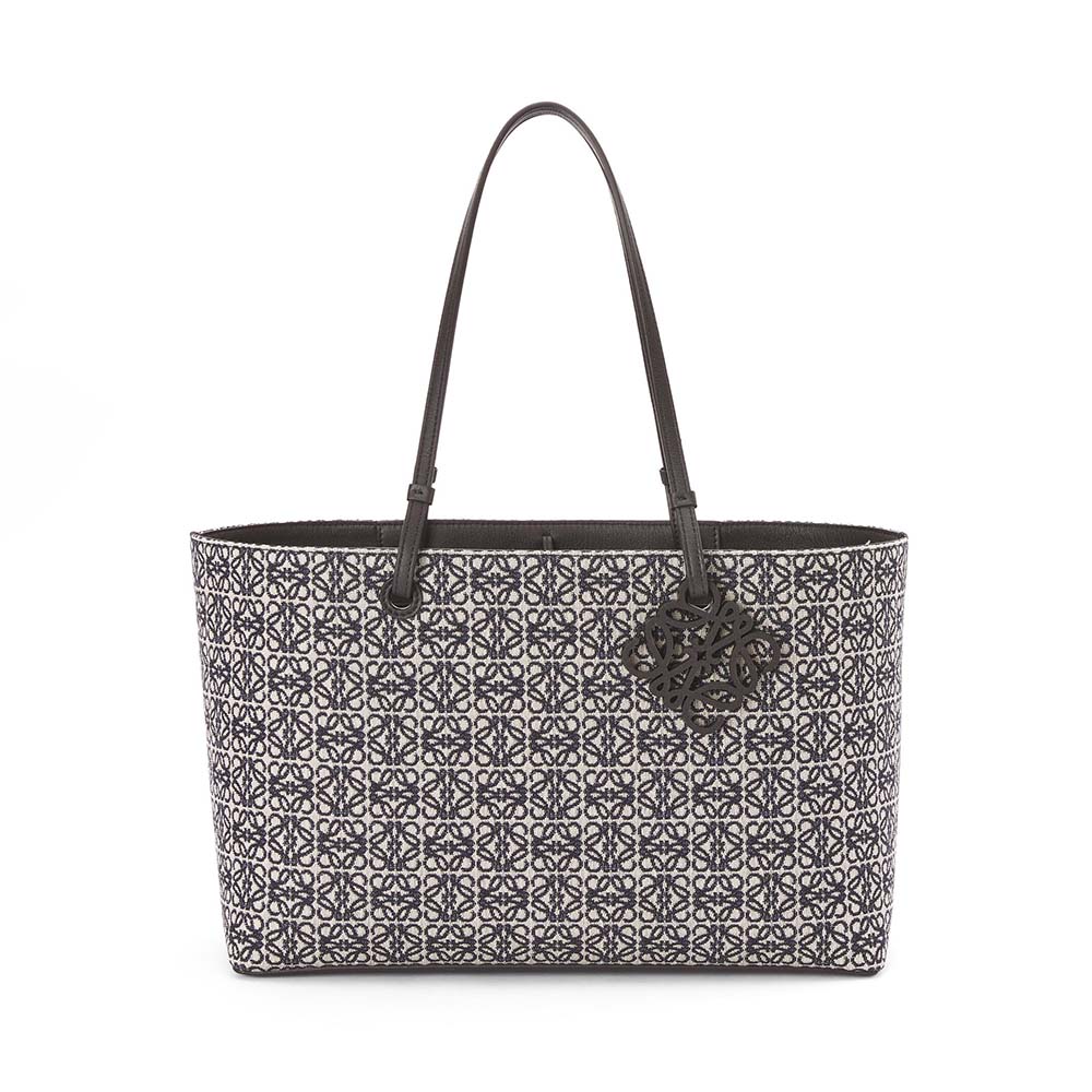 TÚI Loewe East West Tote Bag in Anagram Jacquard and Calfskin-Black