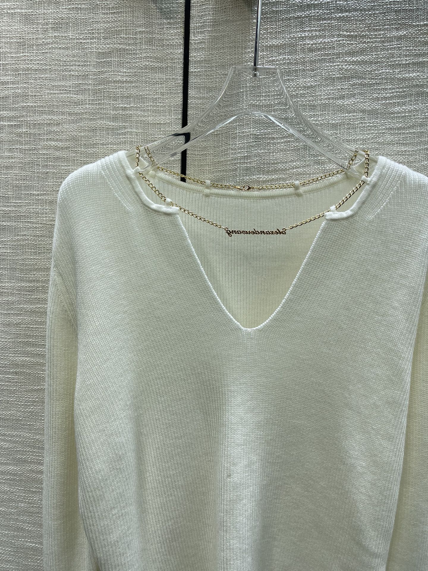 ÁO ALEXANDER WANG Round-Neck Chain White Sweater