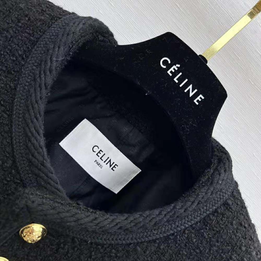 ÁO CELINE Women Chasseur Jacket in Bouclette Natté-Black