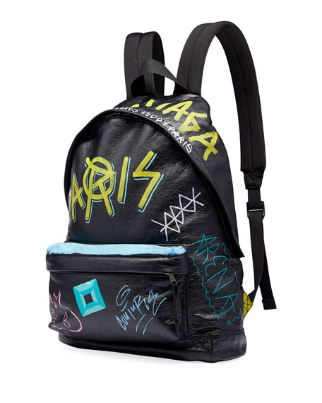 BALO Balenciaga Men's Graffiti Leather Backpack