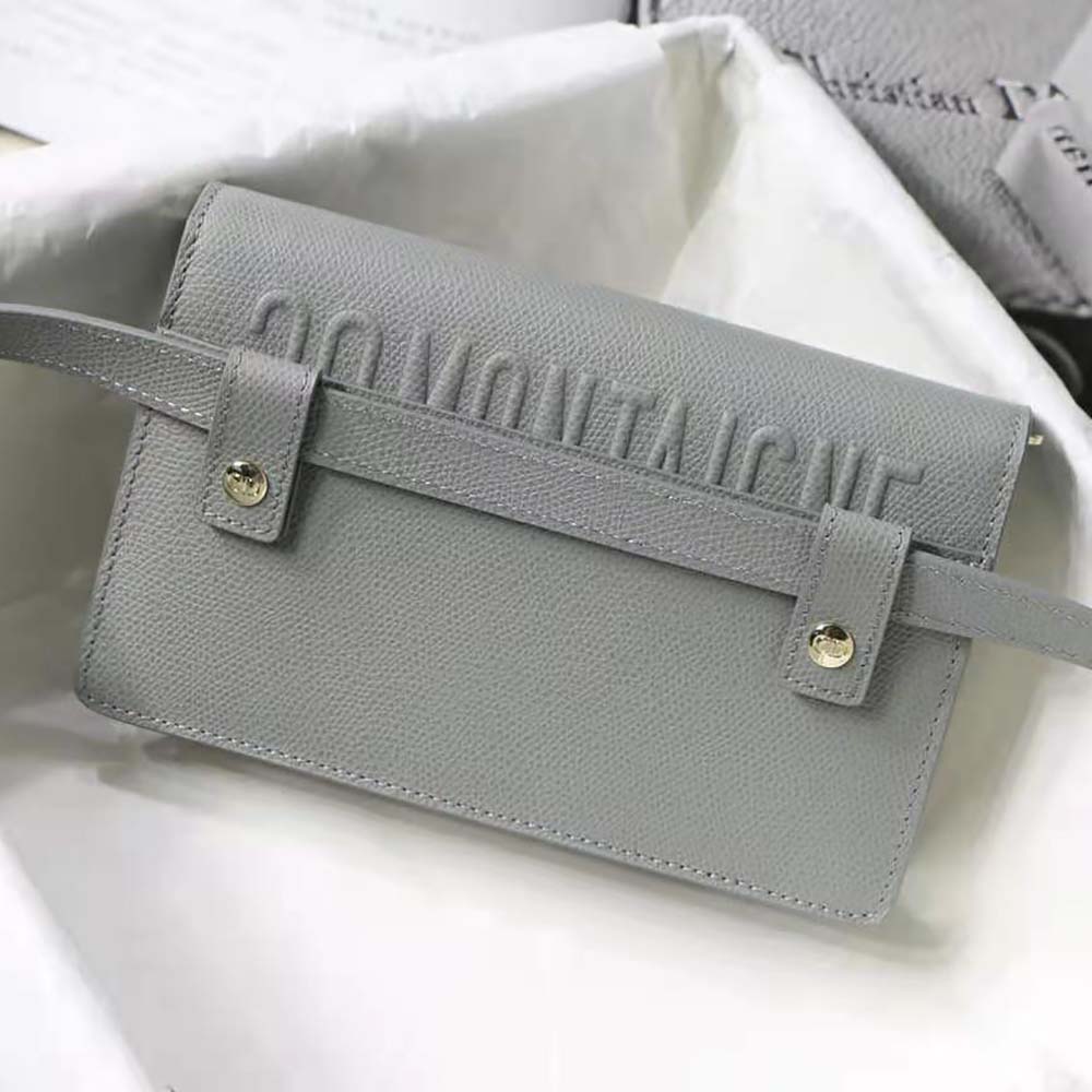 TÚI Dior Women 30 Montaigne Pouch Stone Grained Calfskin-Silver