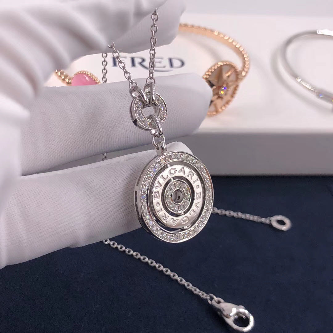 DÂY CHUYỀN VÀNG TRẮNG BVLGARI Cerchi Astrale Diamond 18K Rose Gold Necklace