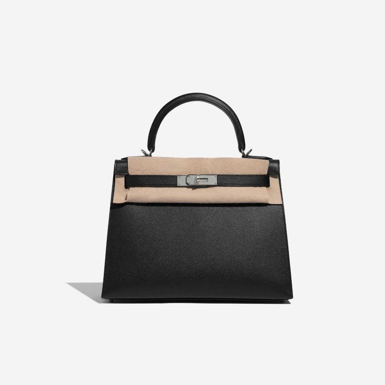 TÚI Hermès Kelly 28 Epsom Black Silver Buckle khóa trắng Epsom