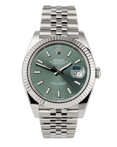 Đồng hồ Rolex Datejust Mint Green  Fluted bezel Dial 41 mặt số màu xanh bạc hà