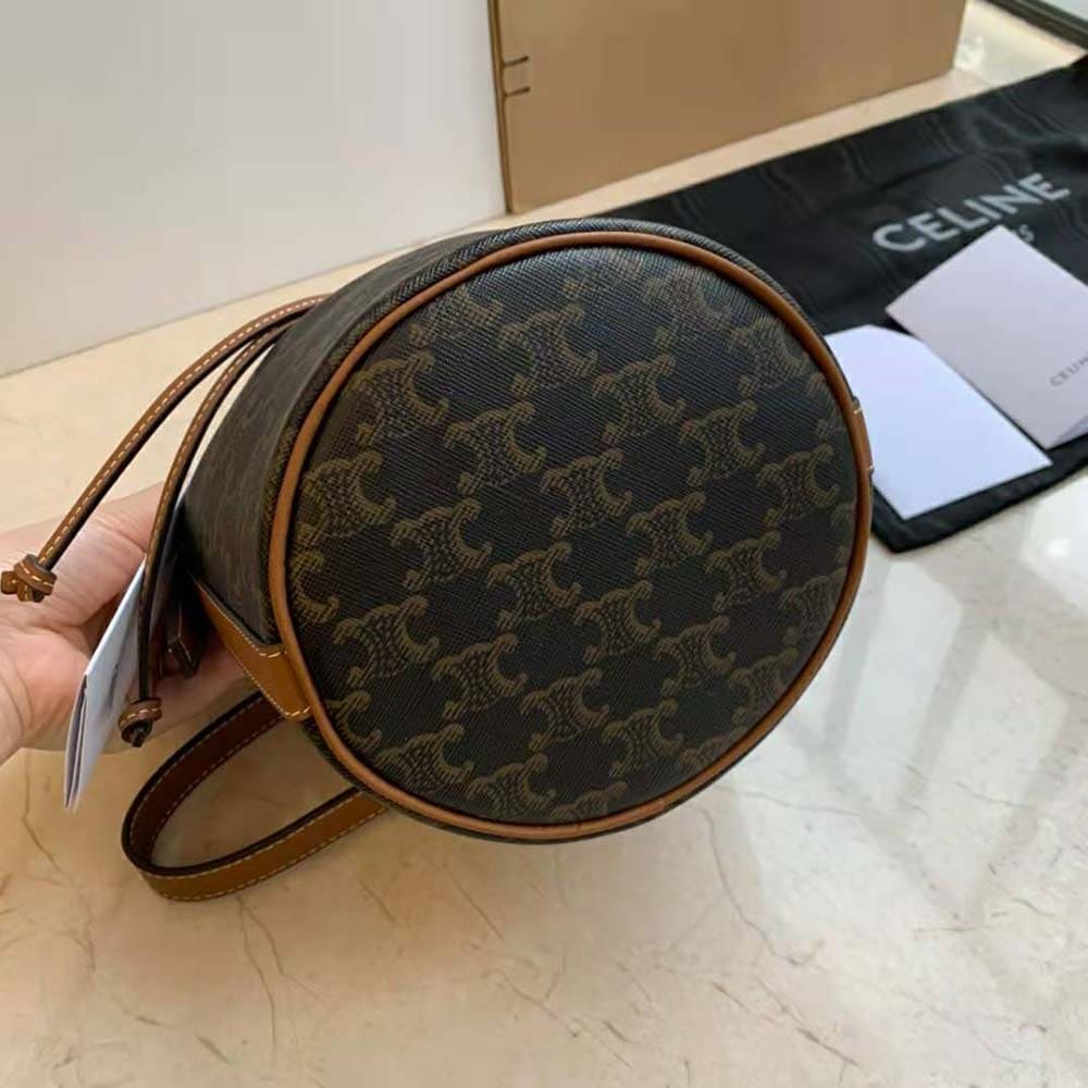 TÚI Celine Women Small Drawstring Bag in Triomphe Canvas