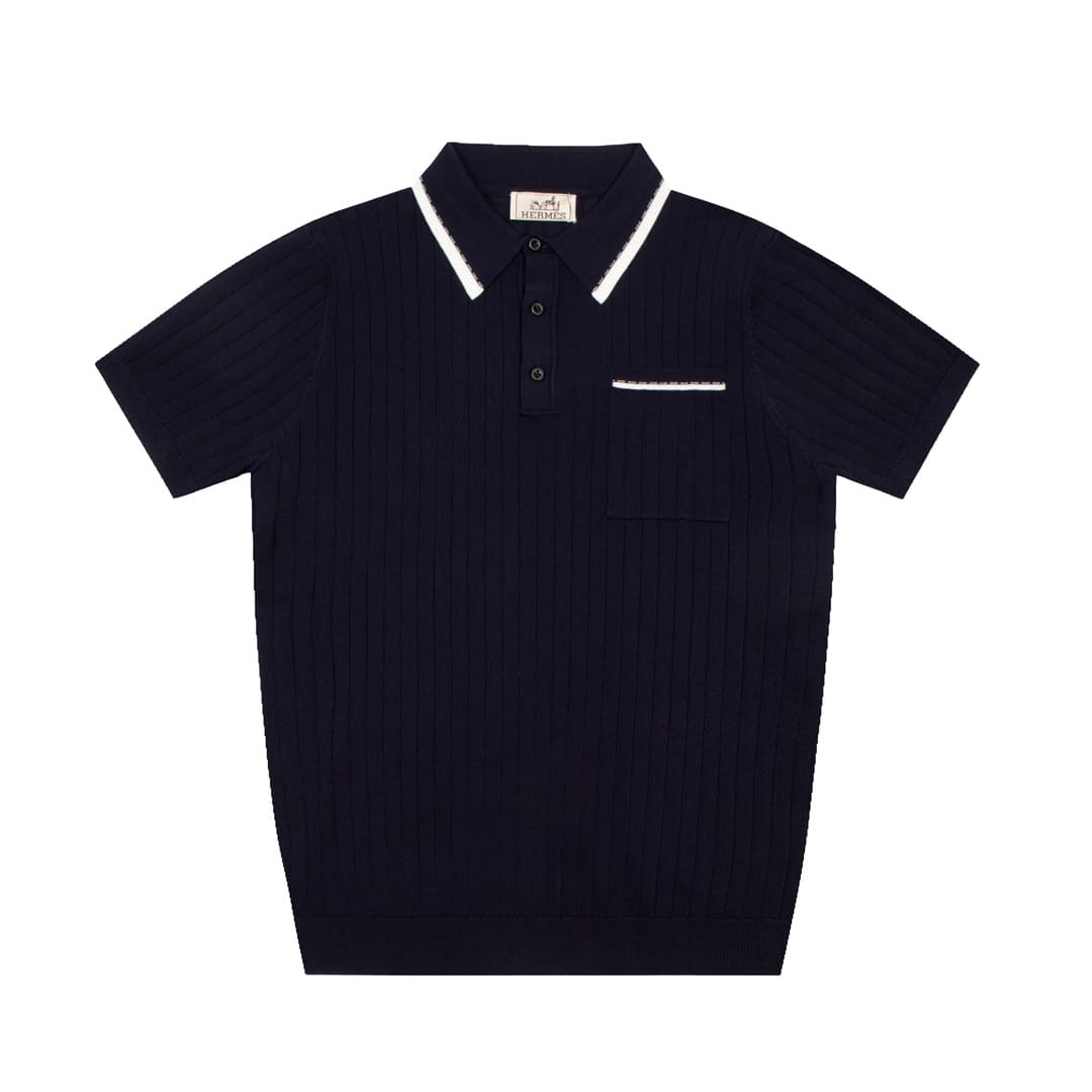 ÁO HERMES POLO SHIRT BLACK MÀU ĐEN THUN DỆT KIM