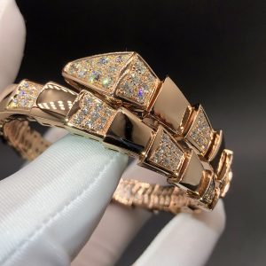 Vòng tay BVLGARI Serpenti Viper Rose Gold Diamond vàng hồng 18K