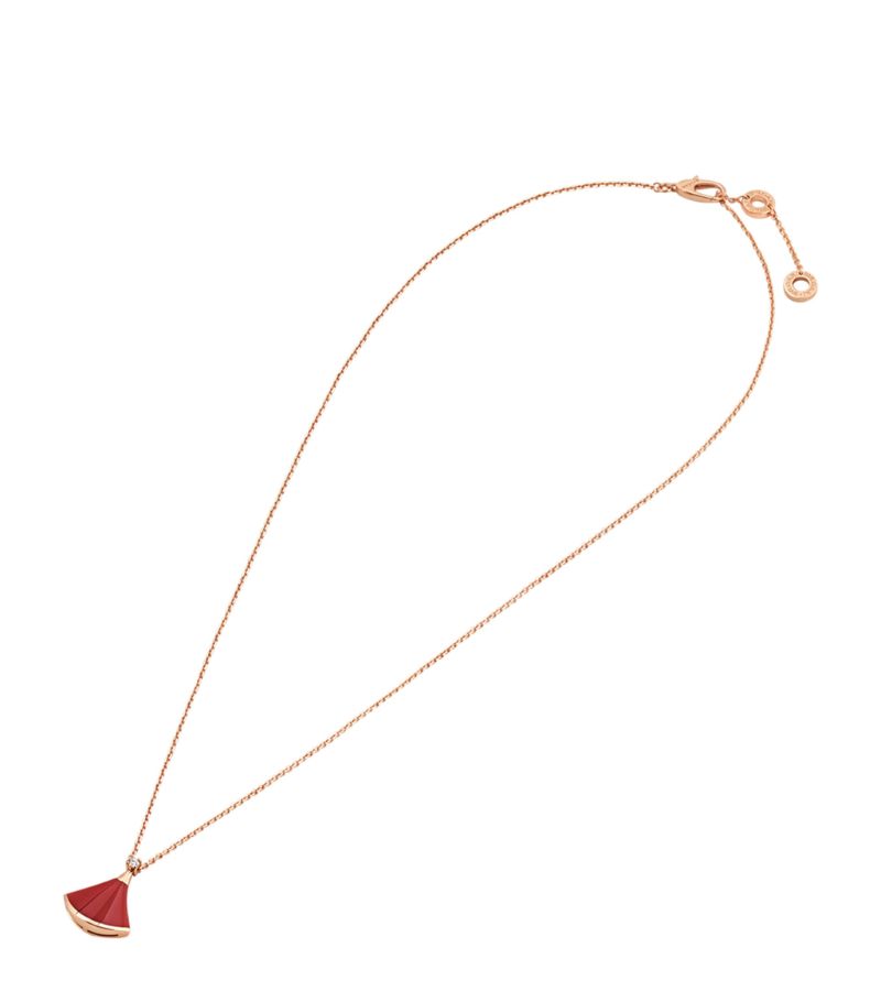 Vòng cổ BVLGARI Rose Gold, Carnelian And Diamond Divas' Dream Necklace vàng hồng 18K