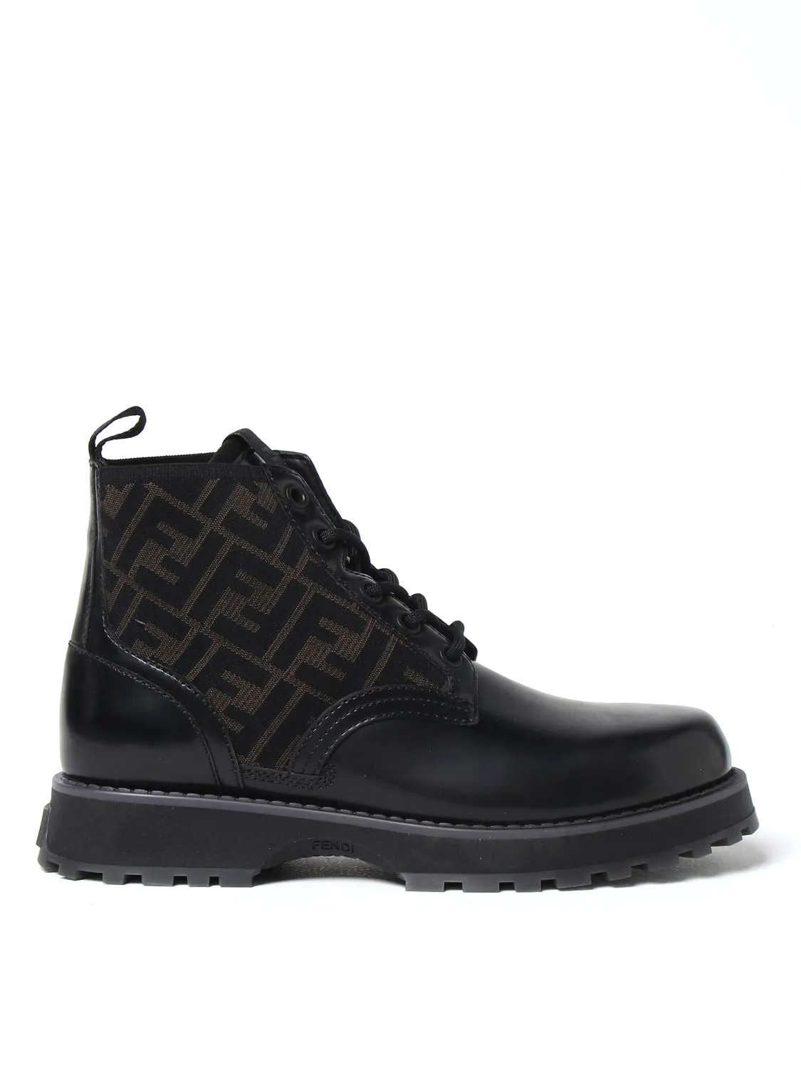 GIÀY FENDI Ankle boots in leather and fabric