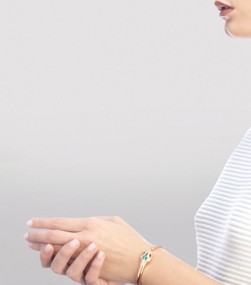 Vòng tay BVLGARI Rose Gold And Precious Stone Serpenti Bangle vàng hồng 18K