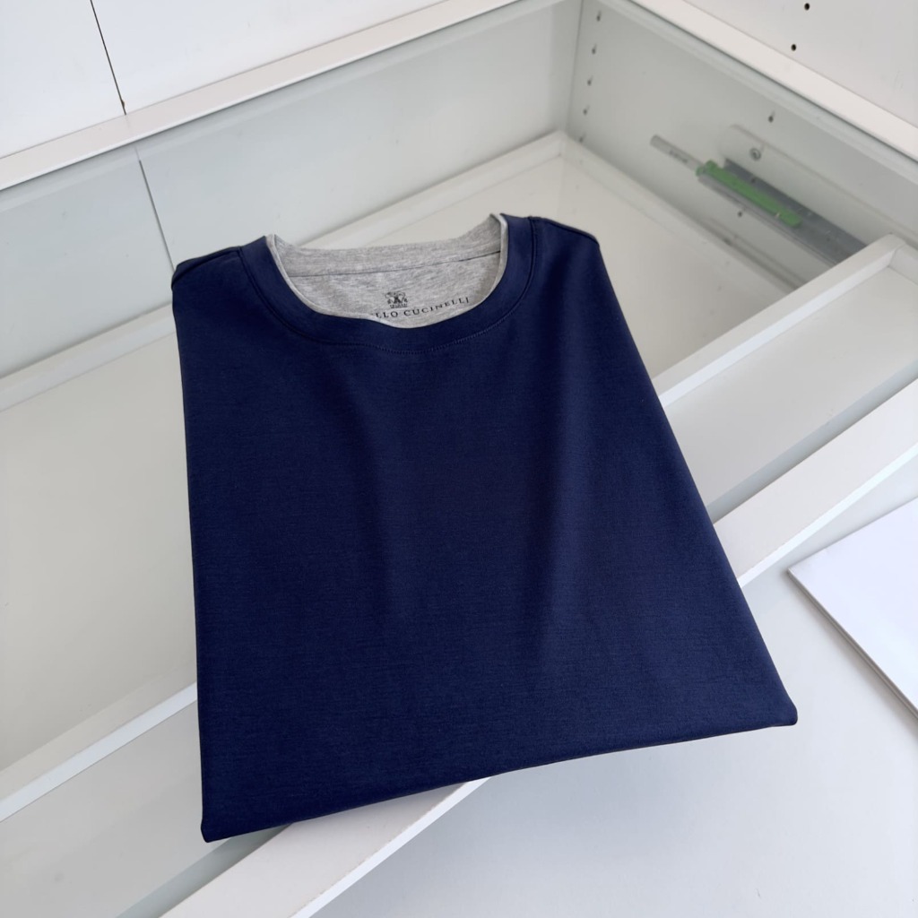 ÁO BRUNELLO CUCINELLI LOGO BLUE T SHIRT