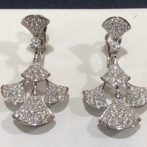 Bông tai BVLGARI DIVAS' DREAM Full Pavé Diamond vàng trắng 18K