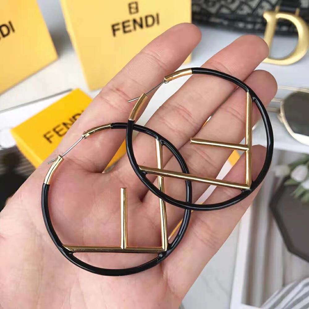 Bông tai Fendi Women F is Fendi Earrings Gold Colored Earrings-Black