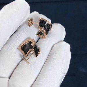 Bông tai BVLGARI  B.zero1 black ceramic rose gold vàng hồng 18K