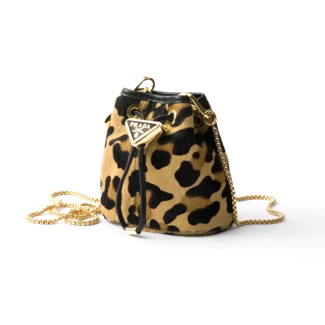 TÚI PRADA Bucket Horsehair Leopard Print Women