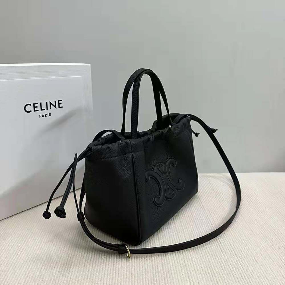 TÚI Celine Women Small Cabas Drawstring Cuir Triomphe in Grained Calfskin