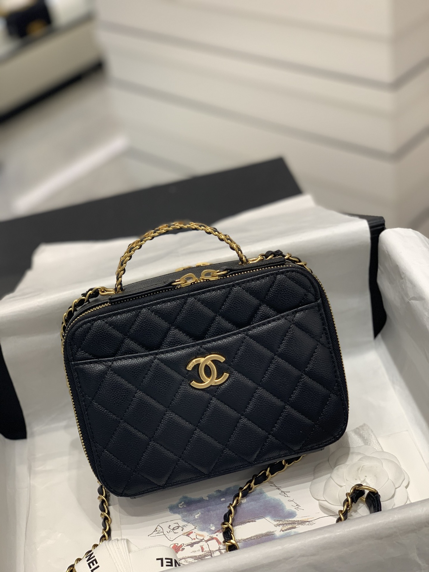 TÚI CHANEL 22S Handle Black đen gold logo da HAAS