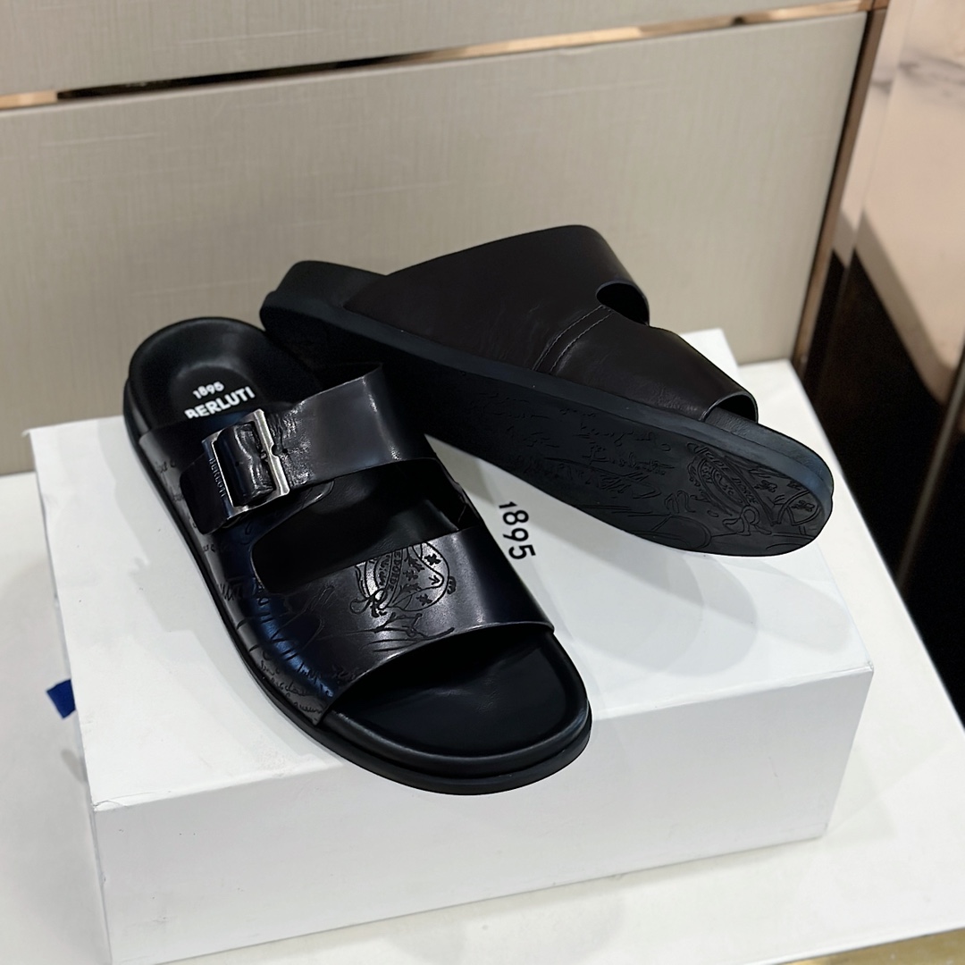 DÉP BERLUTI PATINA LEATHER SLIPPER