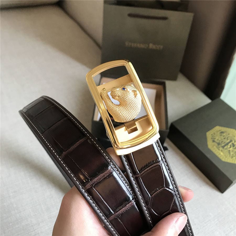 DÂY LƯNG STEFANO RICCI CROCODILE LEATHER DA CÁ SẤU Belt Khóa vàng