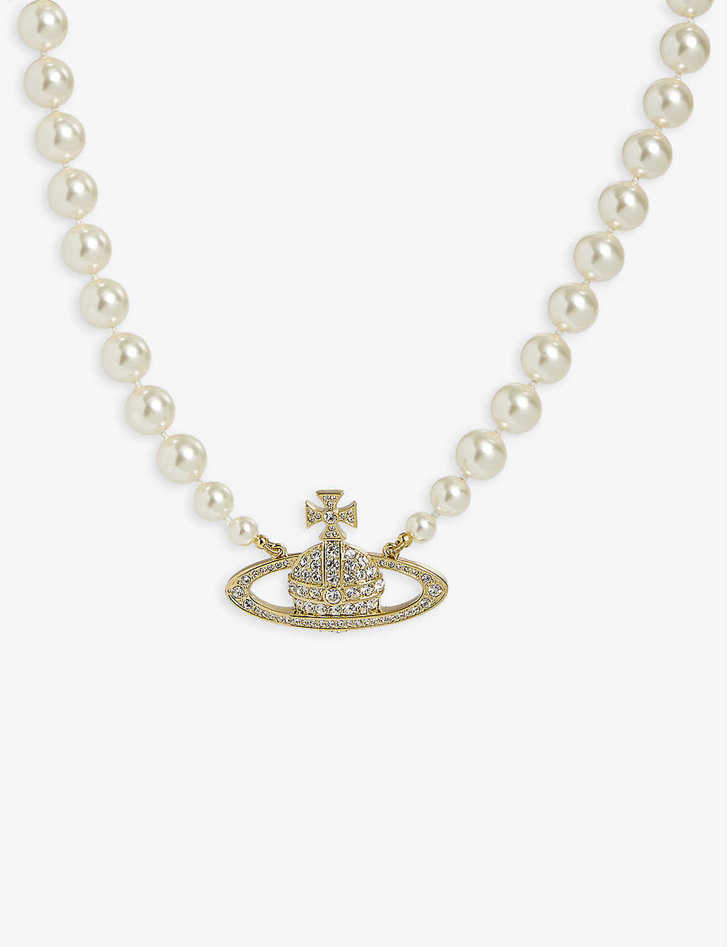 DÂY VIVIENNE WESTWOOD JEWELLERY Bas Relief yellow-gold tone brass, pearl and Swarovski crystal necklace