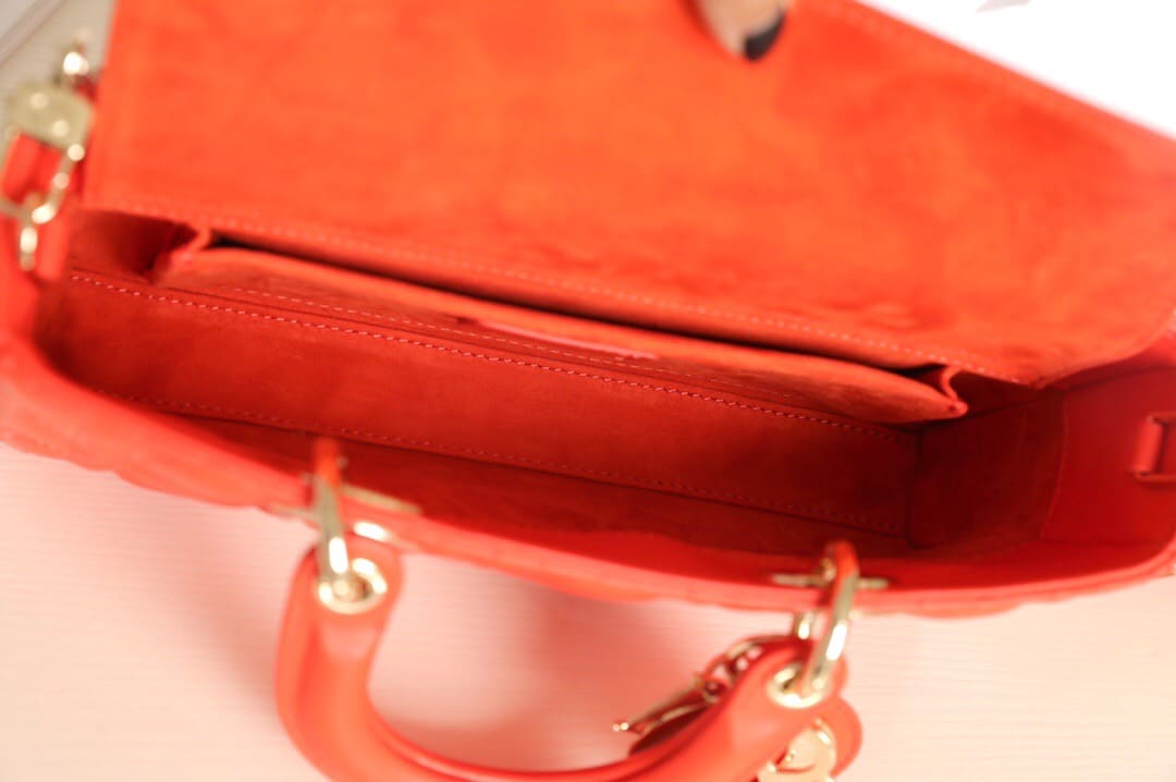 TÚI CHRISTIAN DIOR Lady D-Joy Bag Bright Orange Cannage Lambskin