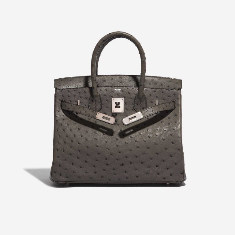 TÚI Hermès Birkin 30 Ostrich Graphite Blue Orage Silver Buckle khóa trắng da đà điểu