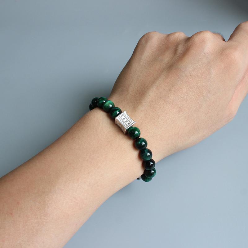 Vòng tay đá mắt rắn hổ xanh chúa Green Cobra Eye Bracelet