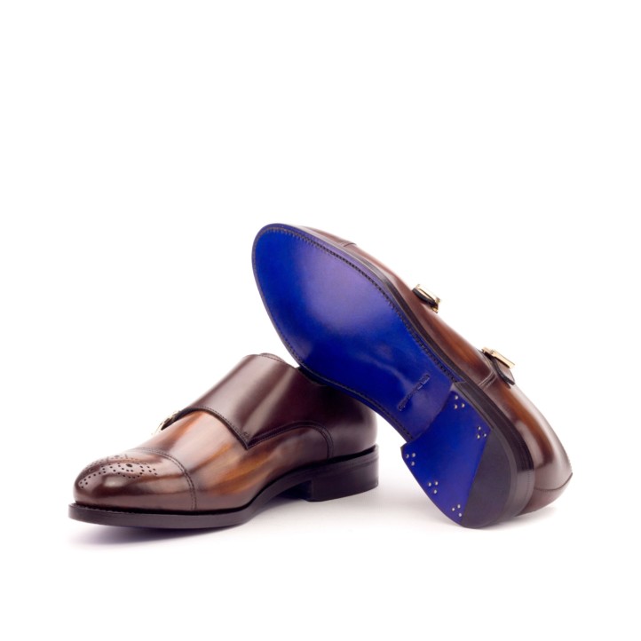HENDERSON SHOES PERSONALIZATION BALDINI Brown Patina Double Monks HANDCRAFTED SHOES