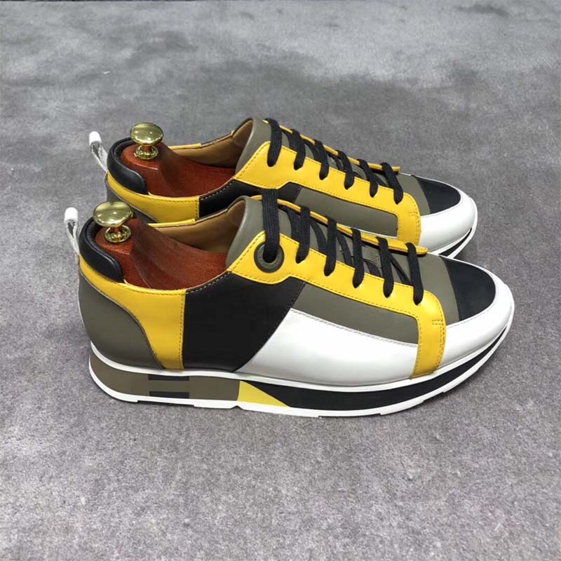 GIÀY HERMES Rebus Sneaker Shoes Black Yellow and Khaki Insert