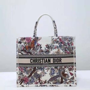 TÚI Dior Women Small Dior Book Tote Latte Multicolor Dior Jardin D’Hiver Embroidery