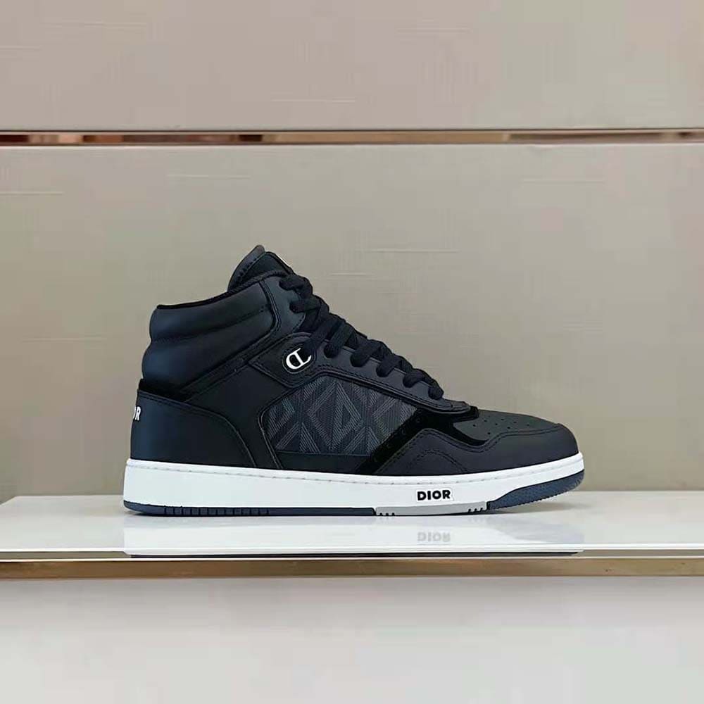 GIÀY DIOR B27 High-Top Sneaker Black Smooth Calfskin and CD Diamond Canvas
