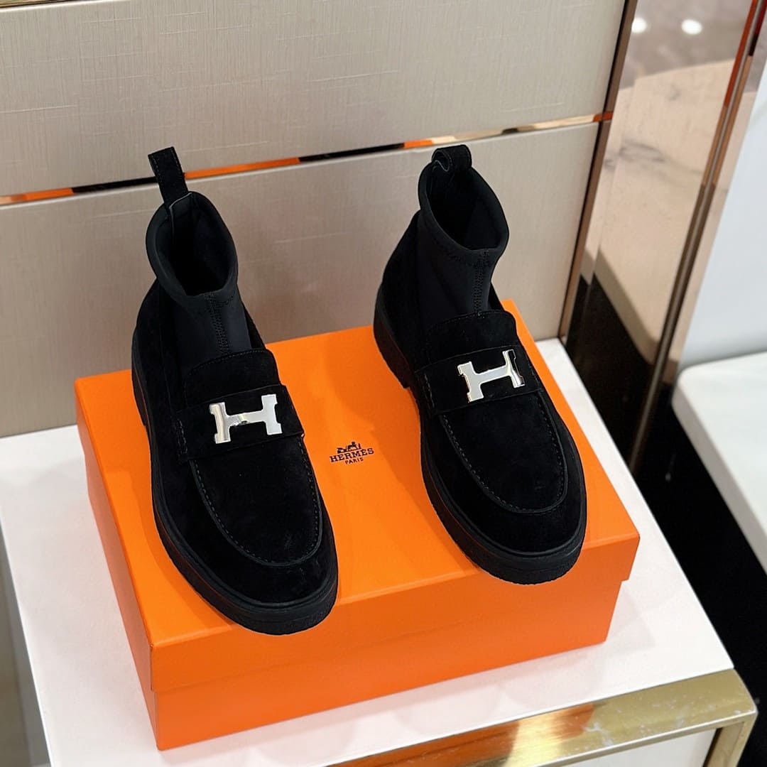 GIÀY HERMES SNEAKER HIGH SPORTS SUEDE BLACK