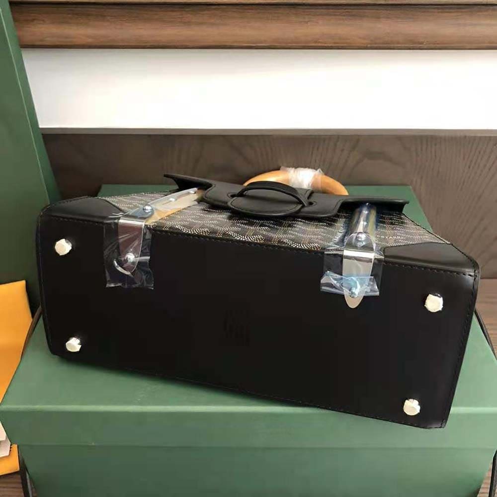 TÚI Goyard Women Sac Saïgon PM in Toile Goyardine & Clamecy Calfskin-Black