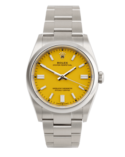 Đồng hồ Rolex Oyster Perpetual Yellow Dial 36 mặt số màu vàng