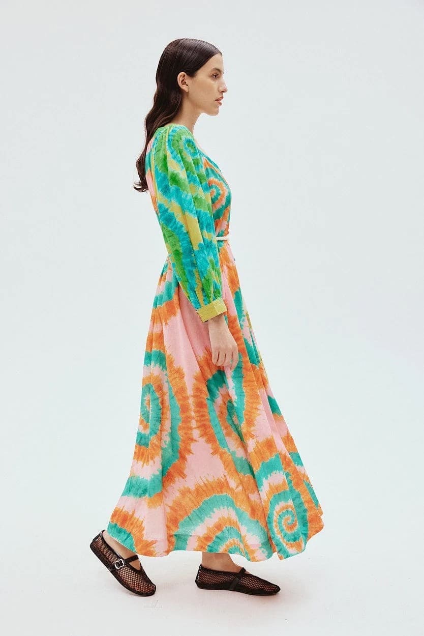 VÁY ALEMAIS HỌA TIẾT CỔ TRÒN IN COTTON High Classy