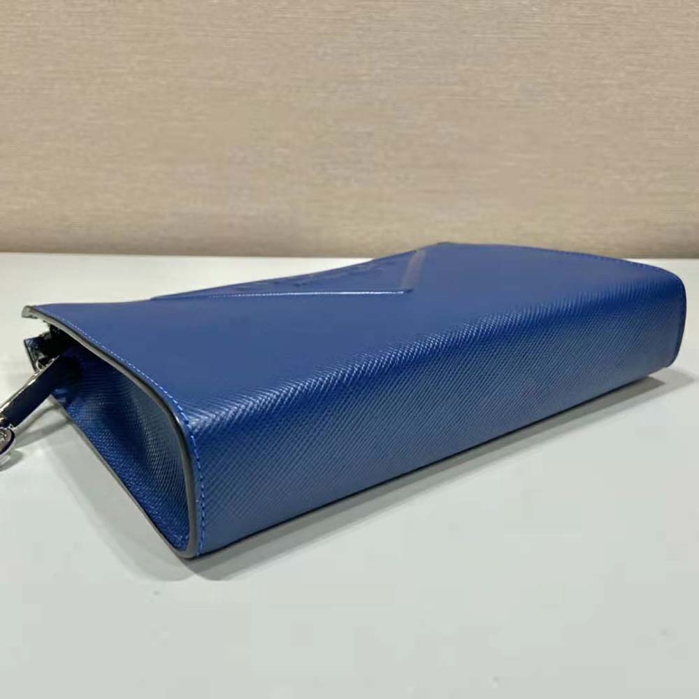 TÚI PRADA Men Saffiano Leather Pouch-Navy