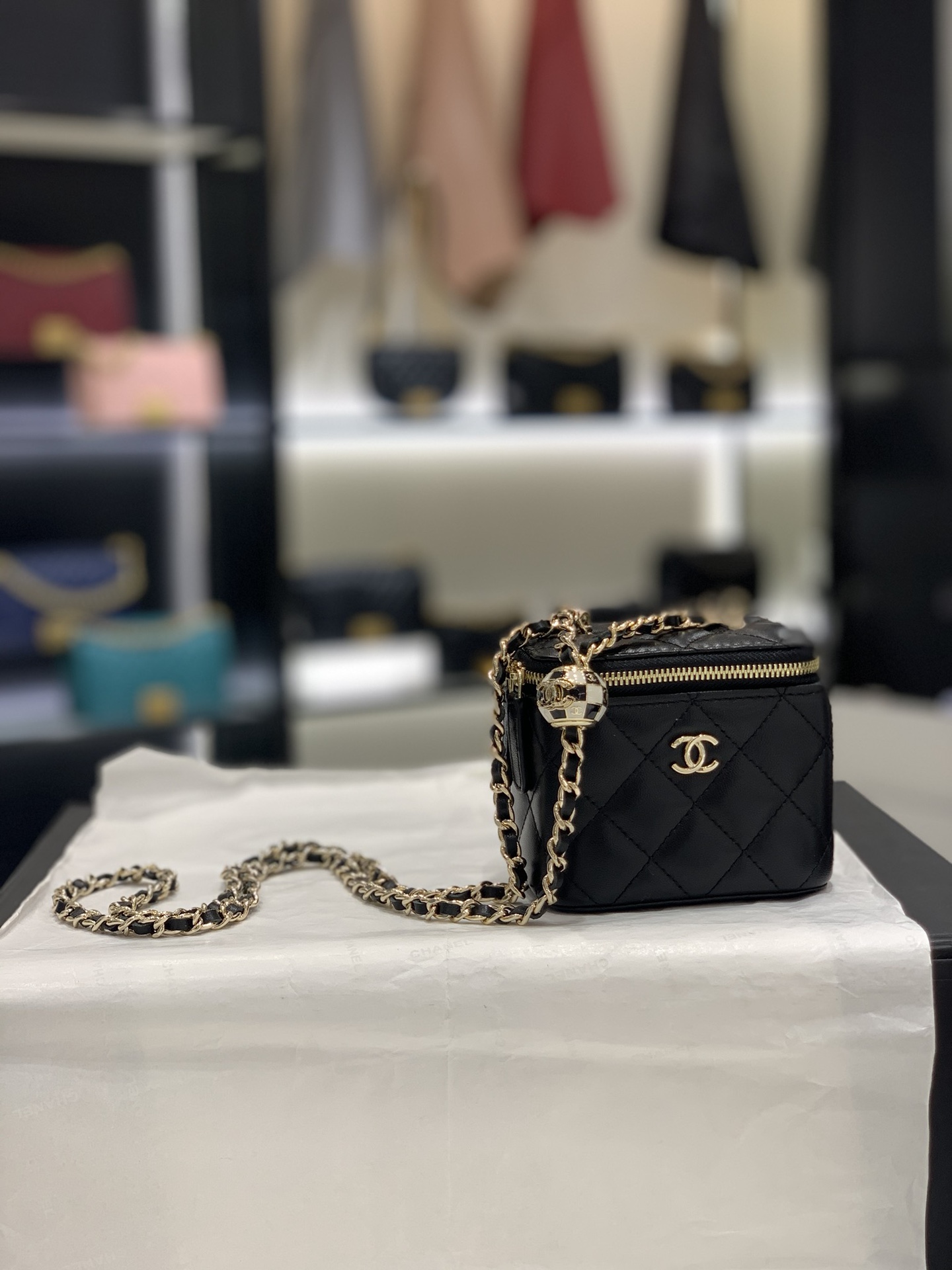 TÚI CHANEL 22C Box Caviar Black đen da HAAS
