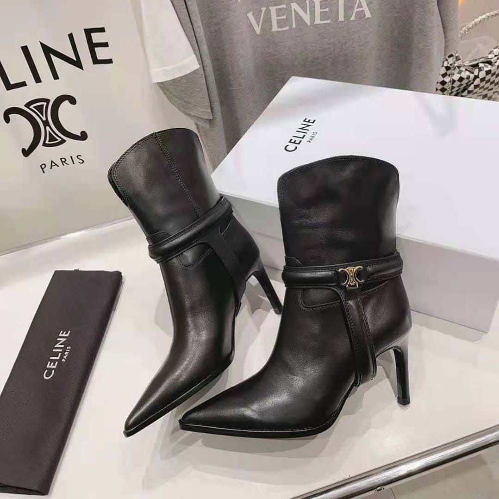 GIÀY Celine Women Verneuil Triomphe Harness Low Boot in Calfskin