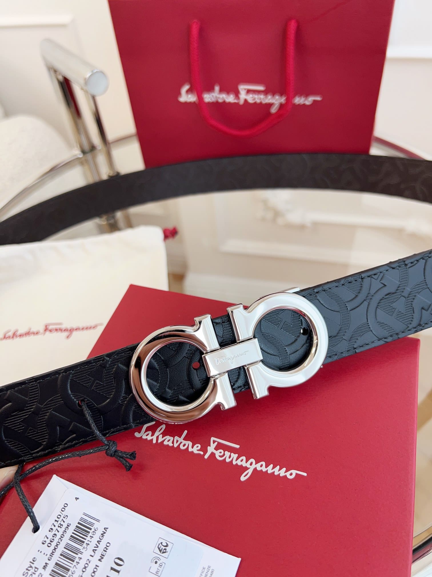 DÂY LƯNG Salvatore Ferragamo Adjustable Gancini Belt Khóa bạc