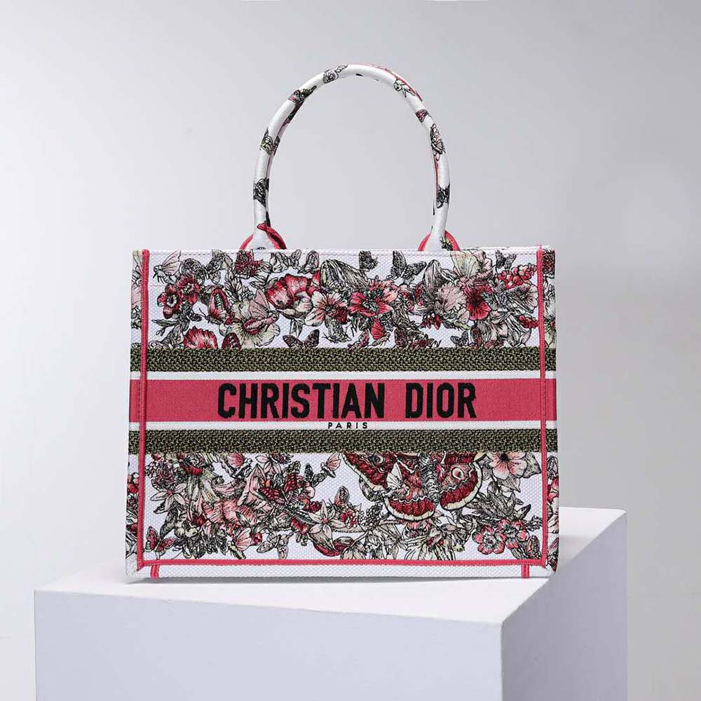TÚI Dior Women Medium Dior Book Tote Multicolor Butterfly Embroidery