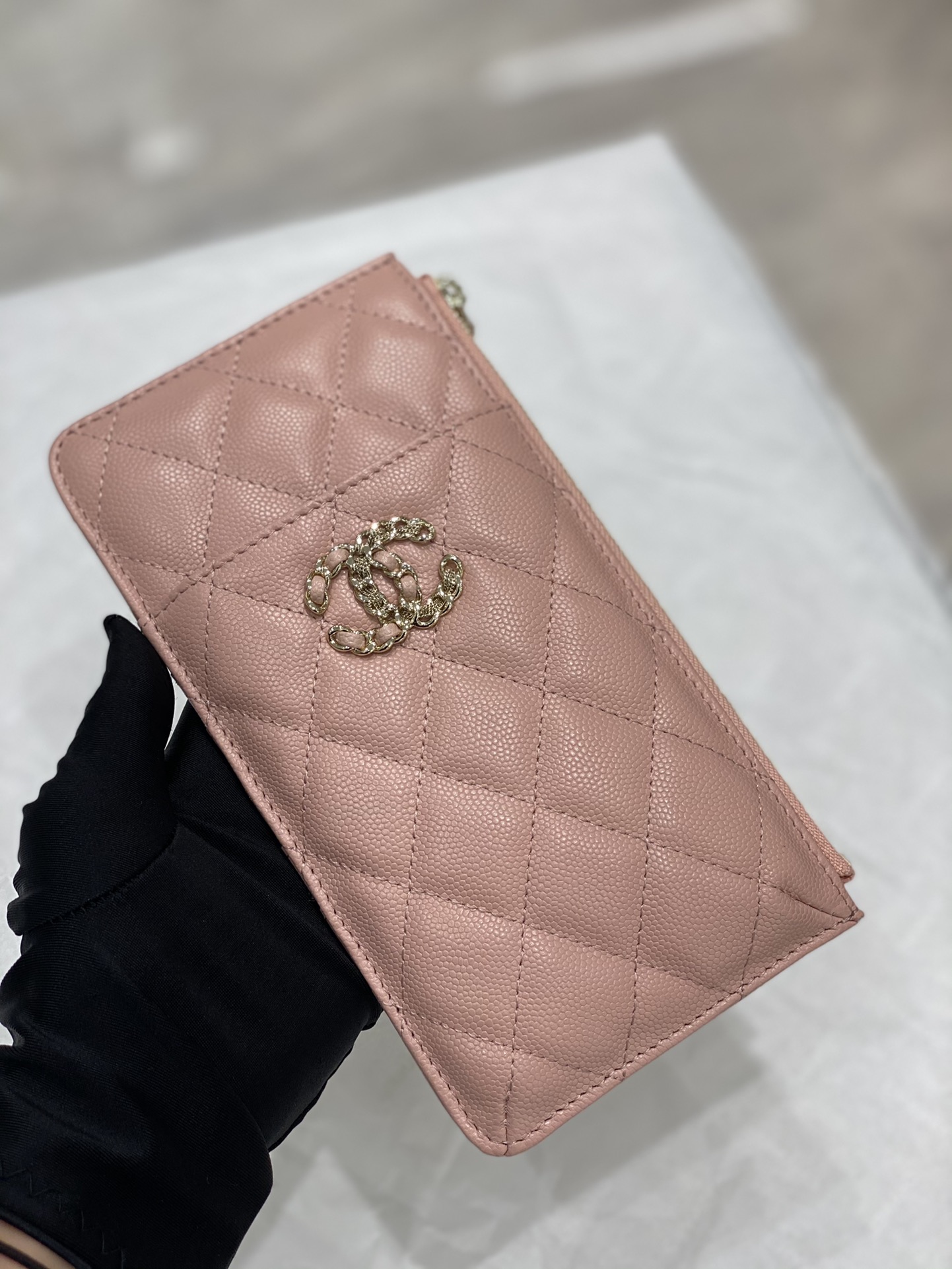 CHANEL CARD HOLDER LONG CAVIAR PINK HỒNG DA HAAS