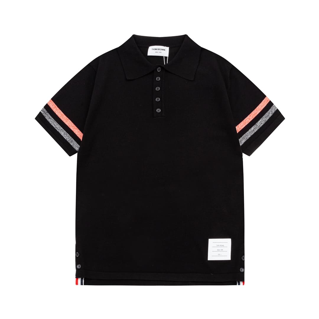 ÁO THOM BROWNE POLO SHIRT BLACK MÀU ĐEN DỆT KIM