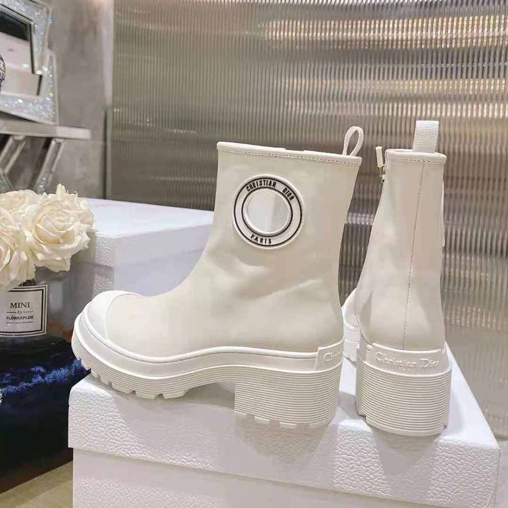 Giày Dior Women Symbol Ankle Boot White Supple Calfskin