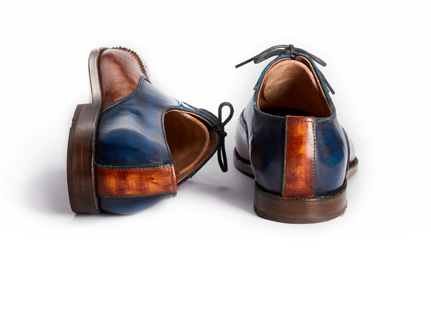 HENDERSON SHOES PERSONALIZATION BROWN & BLUE PAINTING HANDCRAFTED SHOES