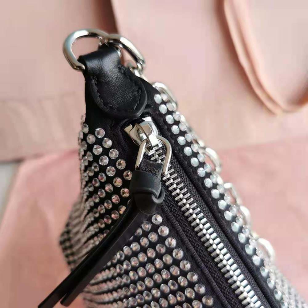 Túi Miu Miu Women Spirit Satin Bag with Appliqués-Black