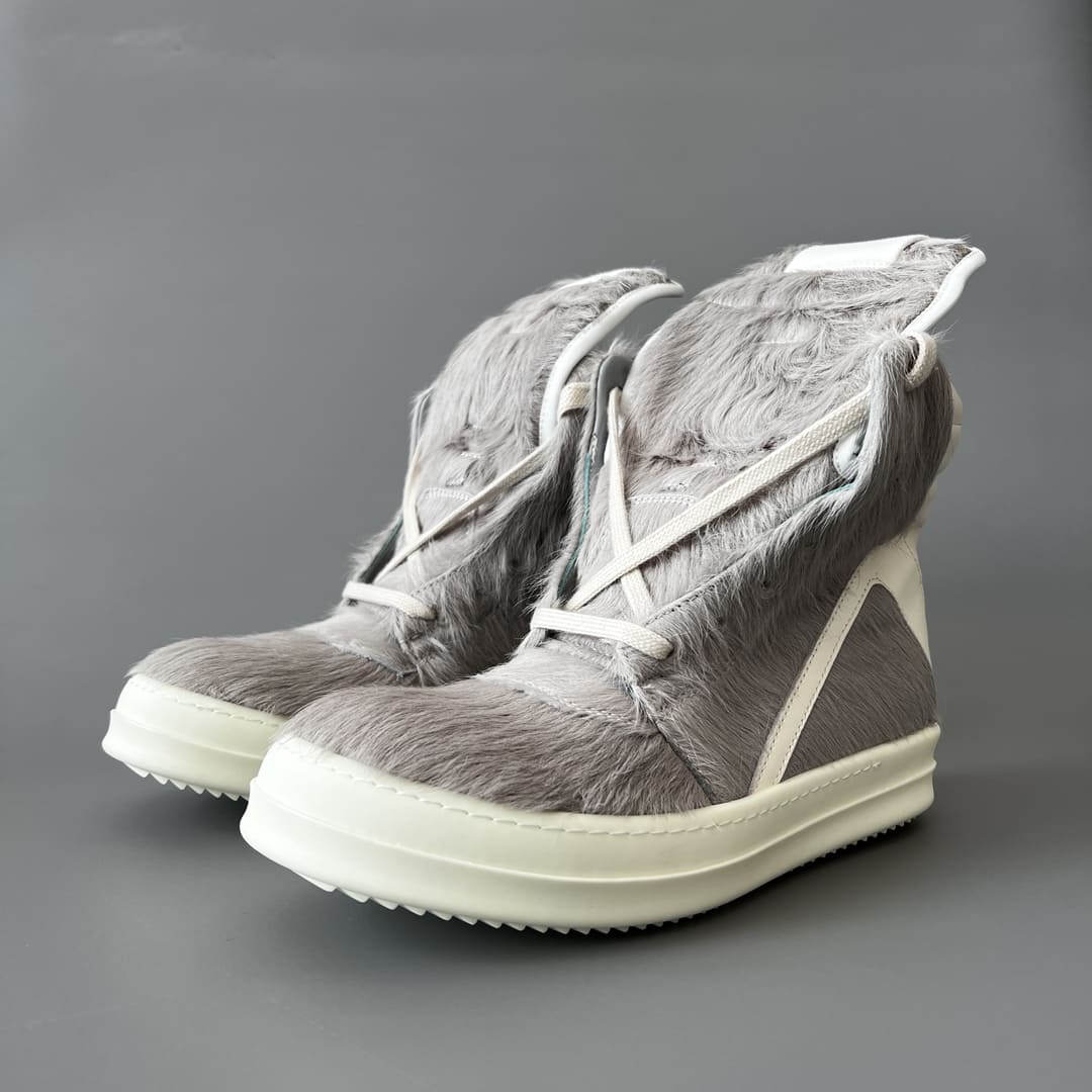 GIÀY RICK OWENS HORSE FUR LÔNG NGỰA THẬT HIGH TOP TOP QUALITY SHOES AAA