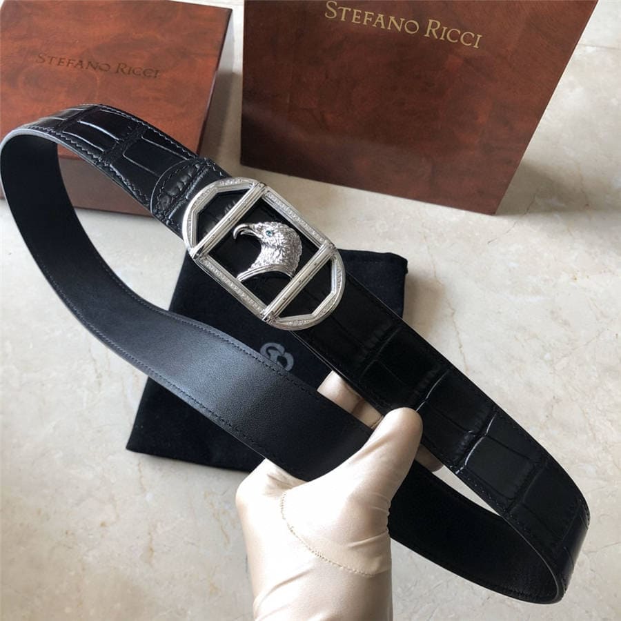 DÂY LƯNG STEFANO RICCI CROCODILE LEATHER DA CÁ SẤU Belt Khóa bạc